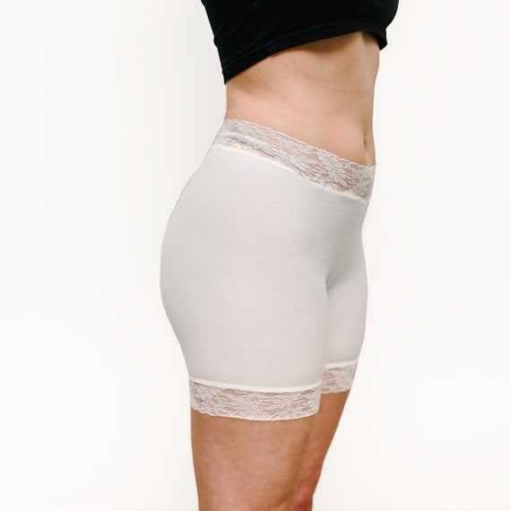 white lace biker shorts
