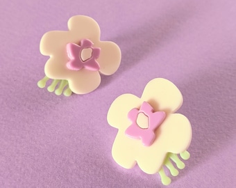 Lavendel Blüten Ohrstecker - Acryl Blumen Schmuck - Mittlere Größe - Geschenk für Sie