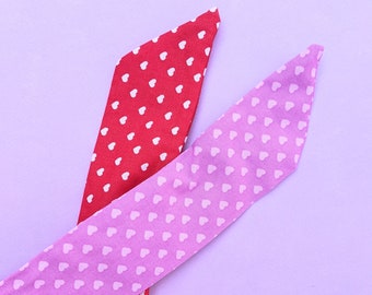 Red or Lavender Heart Print Wire Hairband - Retro 50s Hair Scarf - Valentines Day Bandana