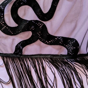 Black fringe kimono with snake print