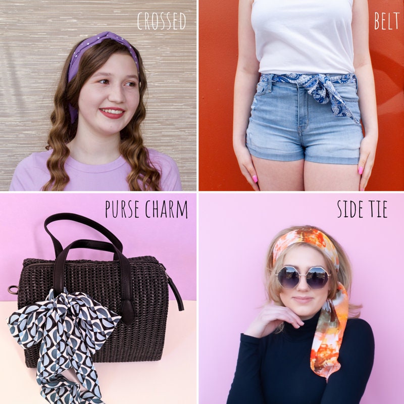 Blumen-Bandanas Für Damen - 4er Set Elastische Haartücher Für Festivals, Partys & Alltag