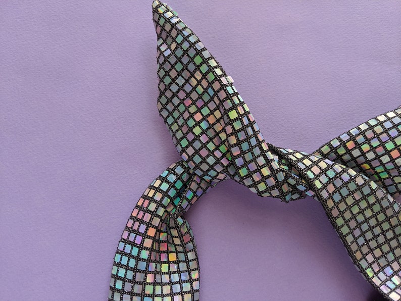 Holographic Hairband Knotted Bandana Disco Ball Accessories Etsy