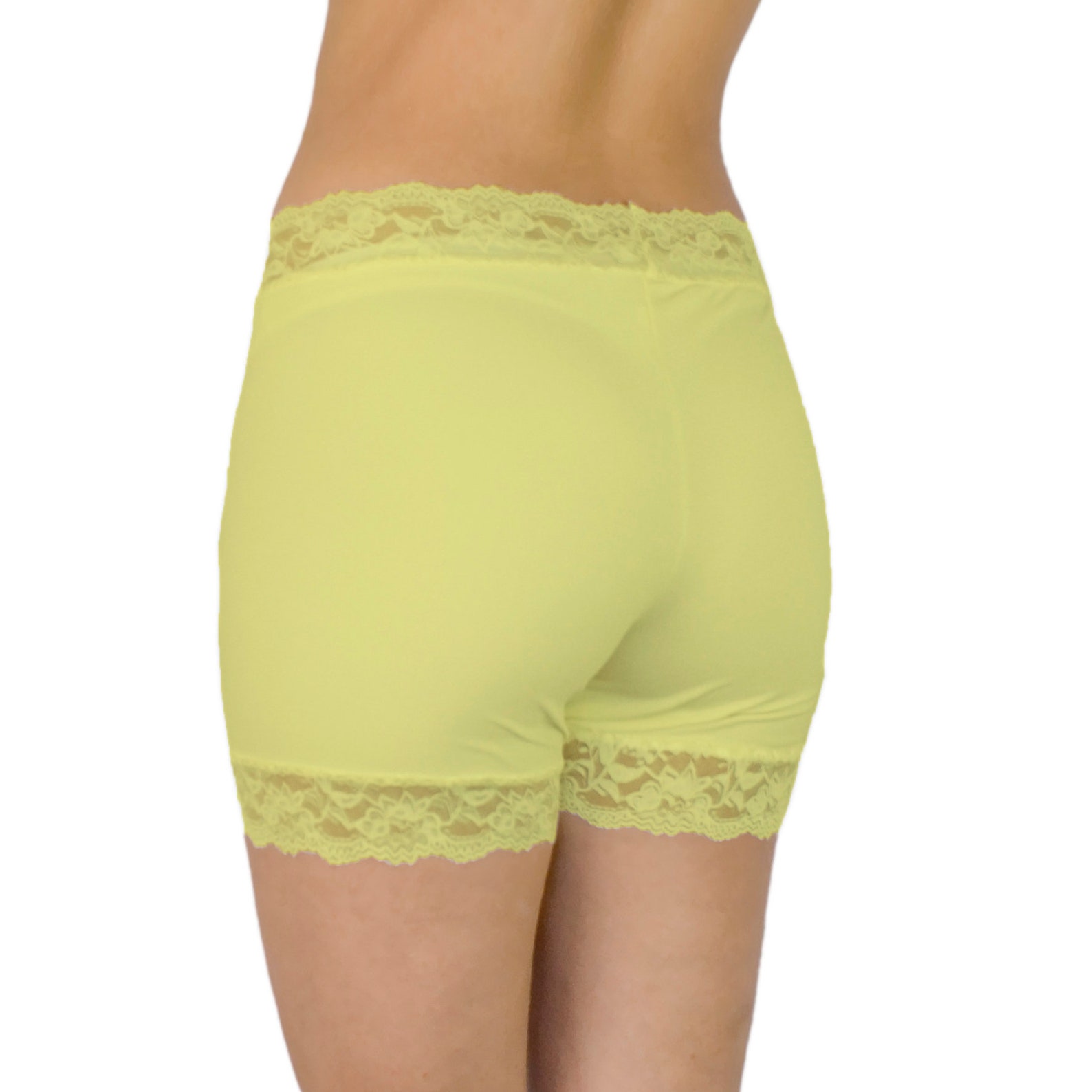 Spandex Modesty Shorts No Chafe Yellow Lace Tap Pants Thigh Etsy
