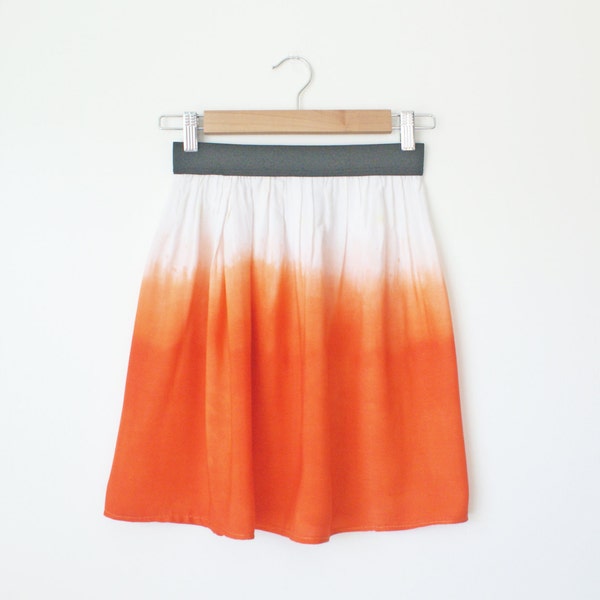 ON SALE Bright Orange Skirt Hand Dyed