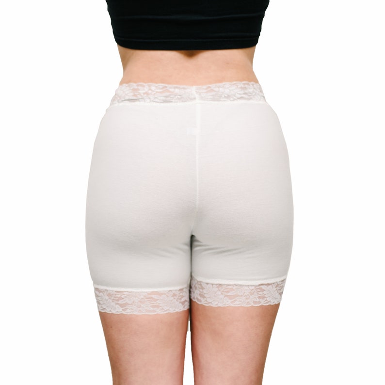 Bamboo Biker Shorts Off White Lace Bridal Underwear Half Slip Modesty Pants Bloomers