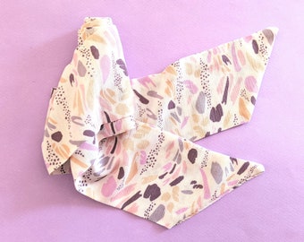 Pastel Cotton Headband  Squiggly Retro Print Bandana  Womens Graphic Hair Accessory