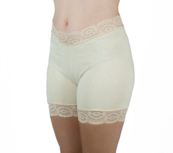 Light Beige Lace Shorts Nude Underwear Modesty Shorts Layer Undies