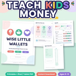Kinder-Budgetplaner zum Ausdrucken + Tablet-PDF | Ausgaben-, Spar- und Spenden-Arbeitsbuch (Digitaler Download) | Wise Little Wallets