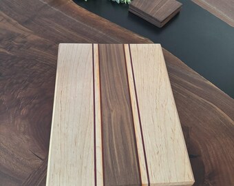 Black Walnut and Hard Maple with Padauk and Purple Heart strips