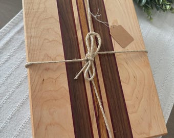 Maple /w Walnut and Purple Heart/Padauk/Zebra wood strips cutting board