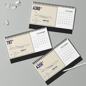 2027 Airliner Blueprint Desk Calendar, Pilot Gift, Aviation Lover Present image 7