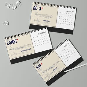 2027 Airliner Blueprint Desk Calendar, Pilot Gift, Aviation Lover Present image 4
