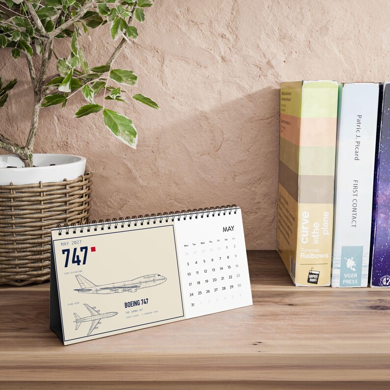 2027 Airliner Blueprint Desk Calendar, Pilot Gift, Aviation Lover Present image 9