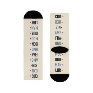 Airport Codes Crew Socks, Pilot Gift, Frequent Flyer Travel Socks