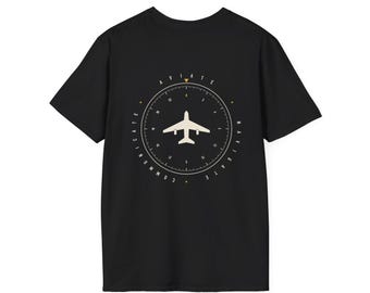 Aviate Navigate Communicate T-Shirt, Pilot Compass Back Print Tee, Aviation Gift for Pilot, Aircraft Fan Shirt, Avgeek Tee