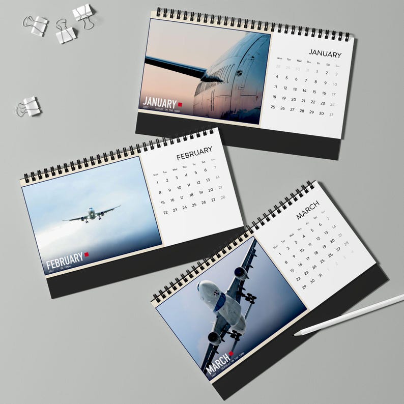 Calendario da scrivania fotografico di aerei 2027, regalo per appassionati di aviazione, regalo per piloti immagine 4
