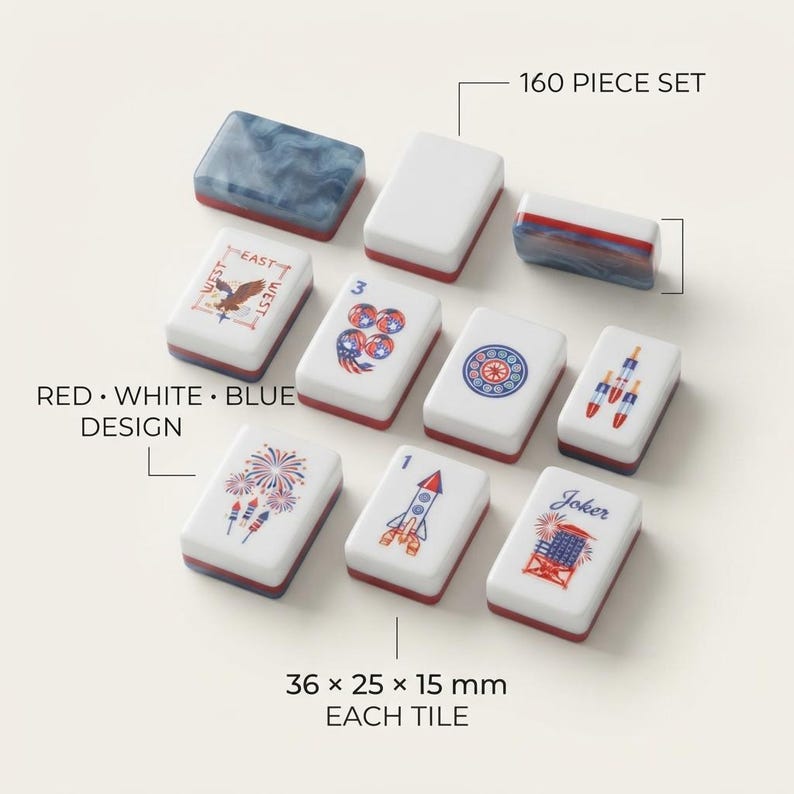 Table Top Firework Blue Fireworks Mahjong Set 160 Tiles, 36x25x15 Mm American Inspired ...