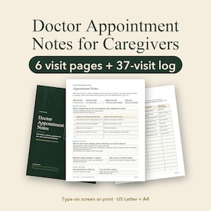 Doctor Appointment Notes for Caregivers, Medical Visit Log, Care Team Directory (PDF)