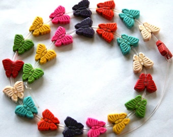 Colorful Butterfly Turquoise, Magnesite Beads