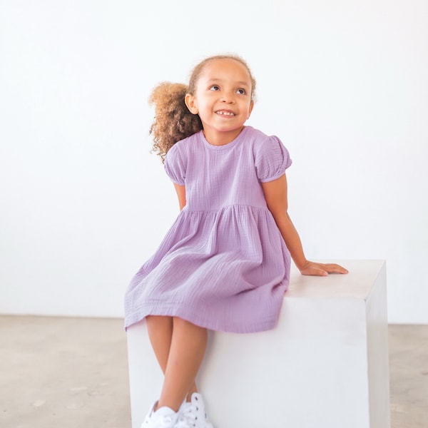 Tea Party-jurk voor meisjes, bloemenmeisjesjurk peuter, speeljurk boho, gaasbabyjurk, kerkjurk peuter, outfit 1e verjaardag meisje