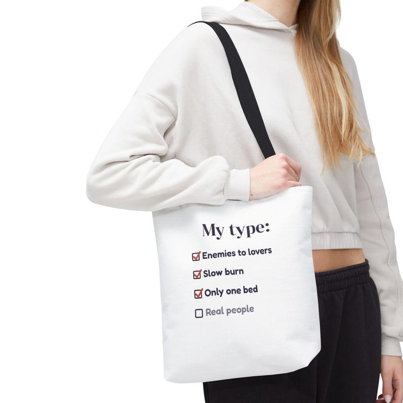 Book Lover Tote Bag, Enemies to Lovers Trope Checklist, Canvas Library Bag image 7