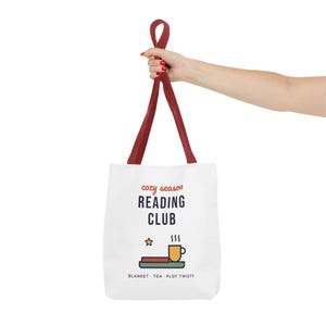 Cozy Season Reading Club Tote Bag, Book Lover Gift, Canvas Library Bag image 12