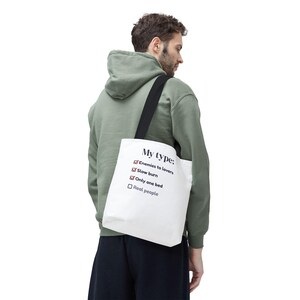 Book Lover Tote Bag, Enemies to Lovers Trope Checklist, Canvas Library Bag image 6