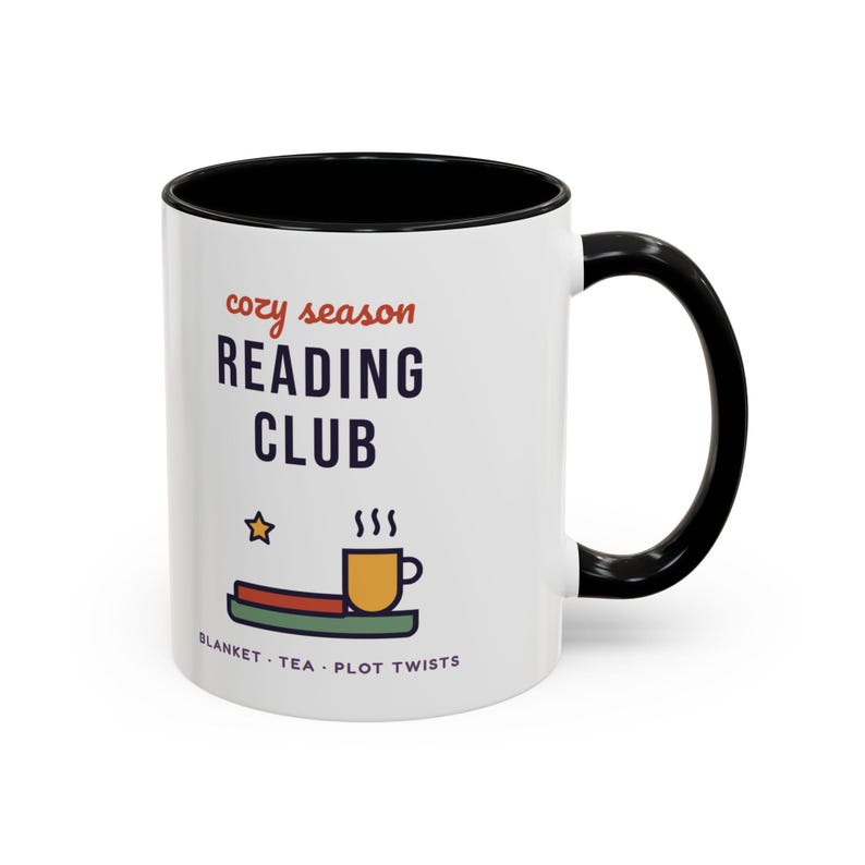 Cozy Season Reading Club Mug, Book Lover Gift, Plot Twist Design (11 oz Ceramic) image 2