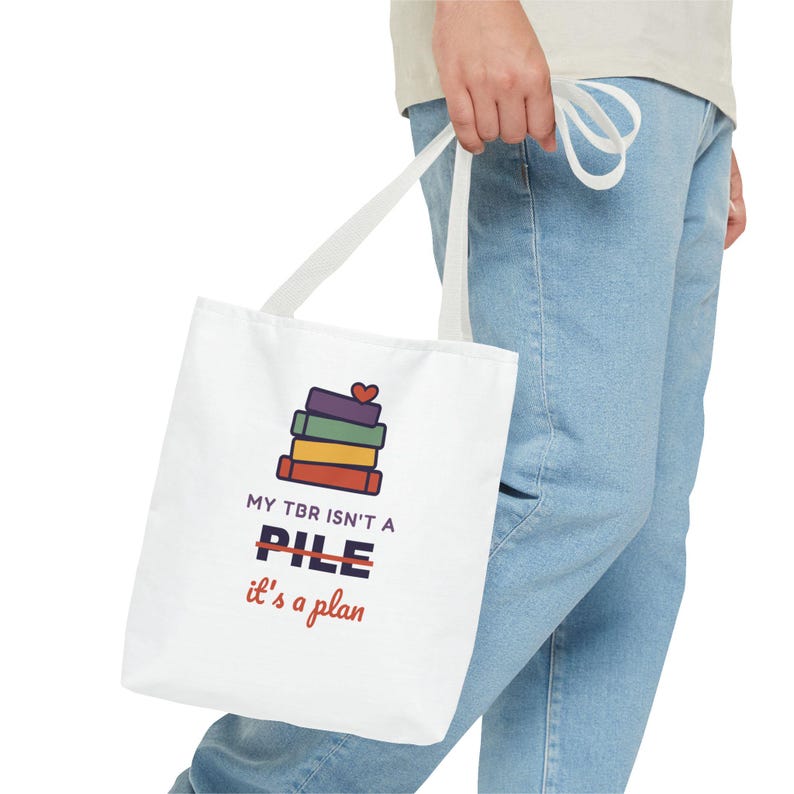 Book Lover Tote Bag, TBR Isn't a Pile It's a Plan, Canvas Library Bag image 19
