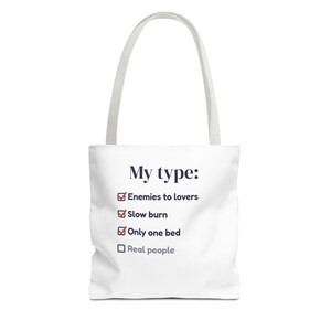 Book Lover Tote Bag, Enemies to Lovers Trope Checklist, Canvas Library Bag image 17