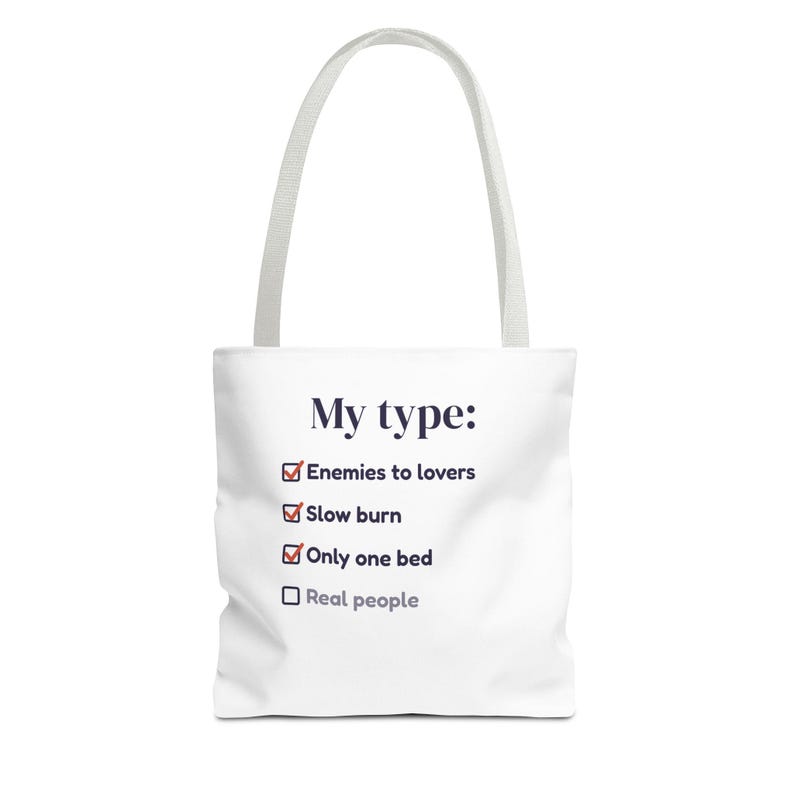 Book Lover Tote Bag, Enemies to Lovers Trope Checklist, Canvas Library Bag image 17