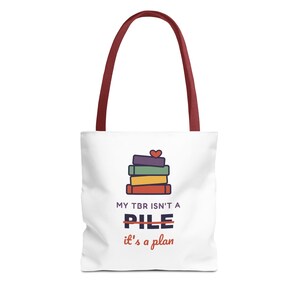 Book Lover Tote Bag, TBR Isn't a Pile It's a Plan, Canvas Library Bag image 9