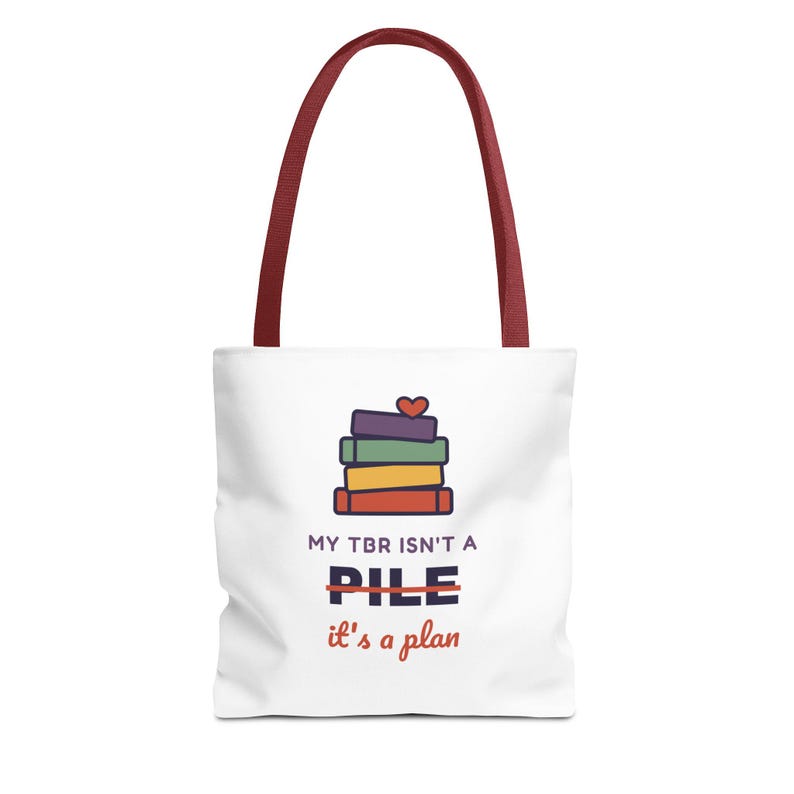 Book Lover Tote Bag, TBR Isn't a Pile It's a Plan, Canvas Library Bag image 9