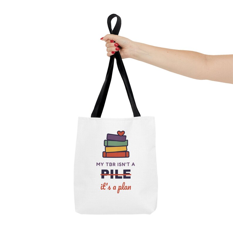 Book Lover Tote Bag, TBR Isn't a Pile It's a Plan, Canvas Library Bag image 4