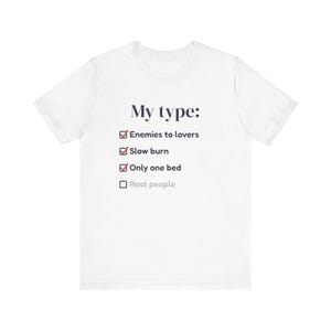 Funny Book Lover T-Shirt, Enemies to Lovers Trope Tee, Bookworm Gift image 1