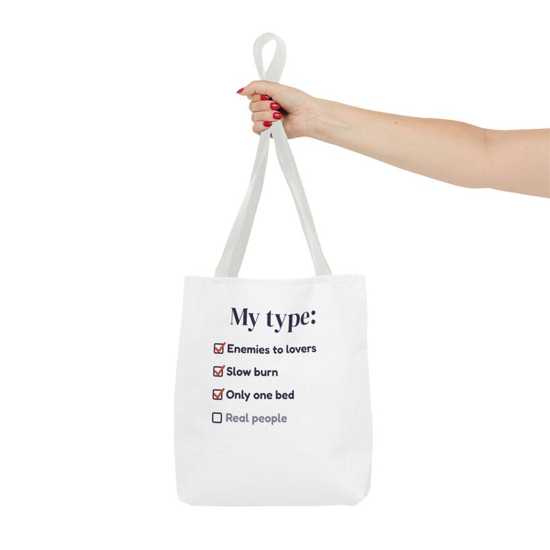 Book Lover Tote Bag, Enemies to Lovers Trope Checklist, Canvas Library Bag image 20