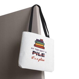 Book Lover Tote Bag, TBR Isn't a Pile It's a Plan, Canvas Library Bag image 8