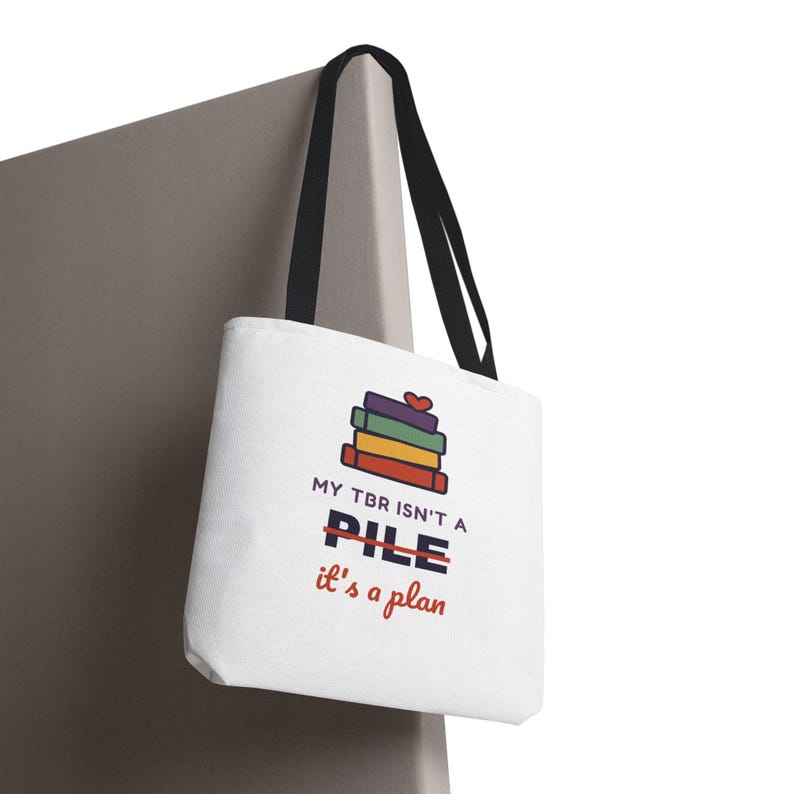 Book Lover Tote Bag, TBR Isn't a Pile It's a Plan, Canvas Library Bag image 8