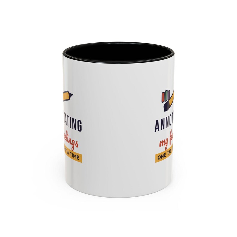Taza "Anotando mis sentimientos", taza de café para amantes de los libros, regalo literario para lectores, taza para ratones de biblioteca. imagen 2