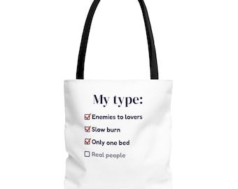 Book Lover Tote Bag, Enemies to Lovers Trope Checklist, Canvas Library Bag