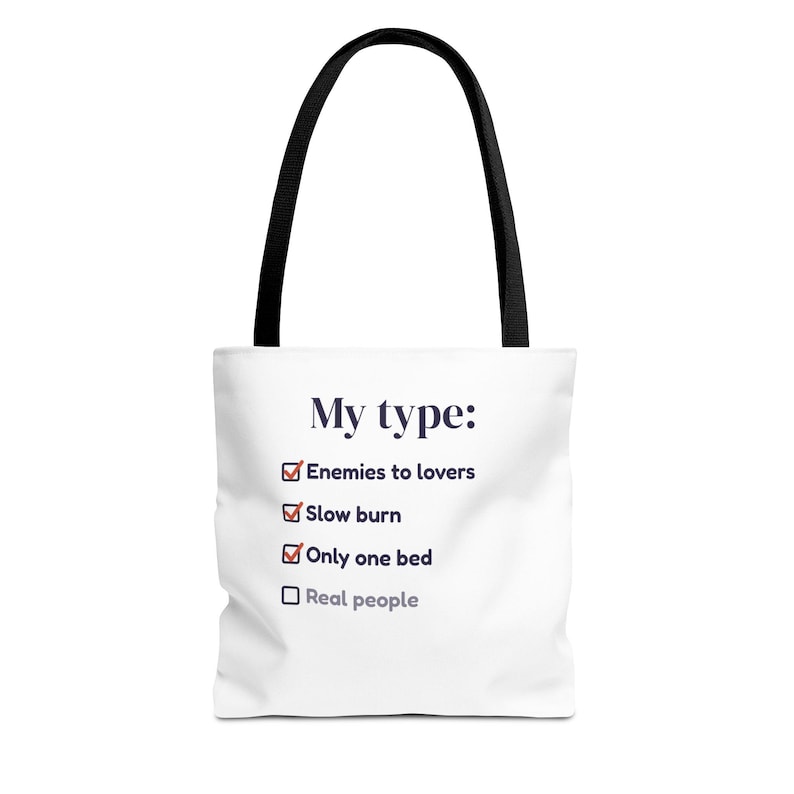 Book Lover Tote Bag, Enemies to Lovers Trope Checklist, Canvas Library Bag image 1