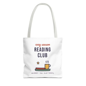 Cozy Season Reading Club Tote Bag, Book Lover Gift, Canvas Library Bag image 17