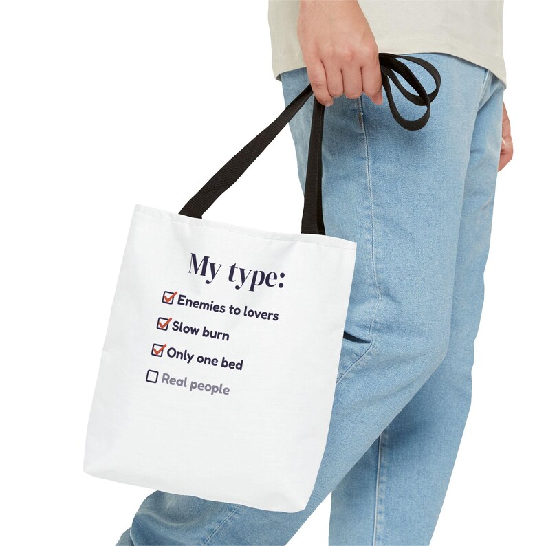 Book Lover Tote Bag, Enemies to Lovers Trope Checklist, Canvas Library Bag image 3