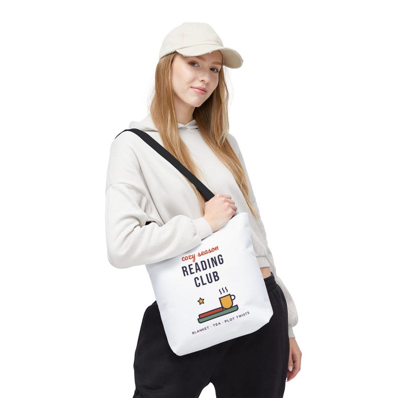 Cozy Season Reading Club Tote Bag, Book Lover Gift, Canvas Library Bag image 5