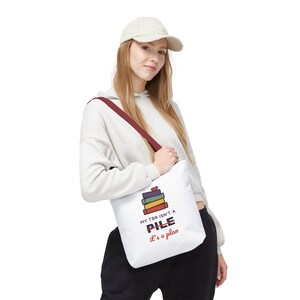Book Lover Tote Bag, TBR Isn't a Pile It's a Plan, Canvas Library Bag image 13