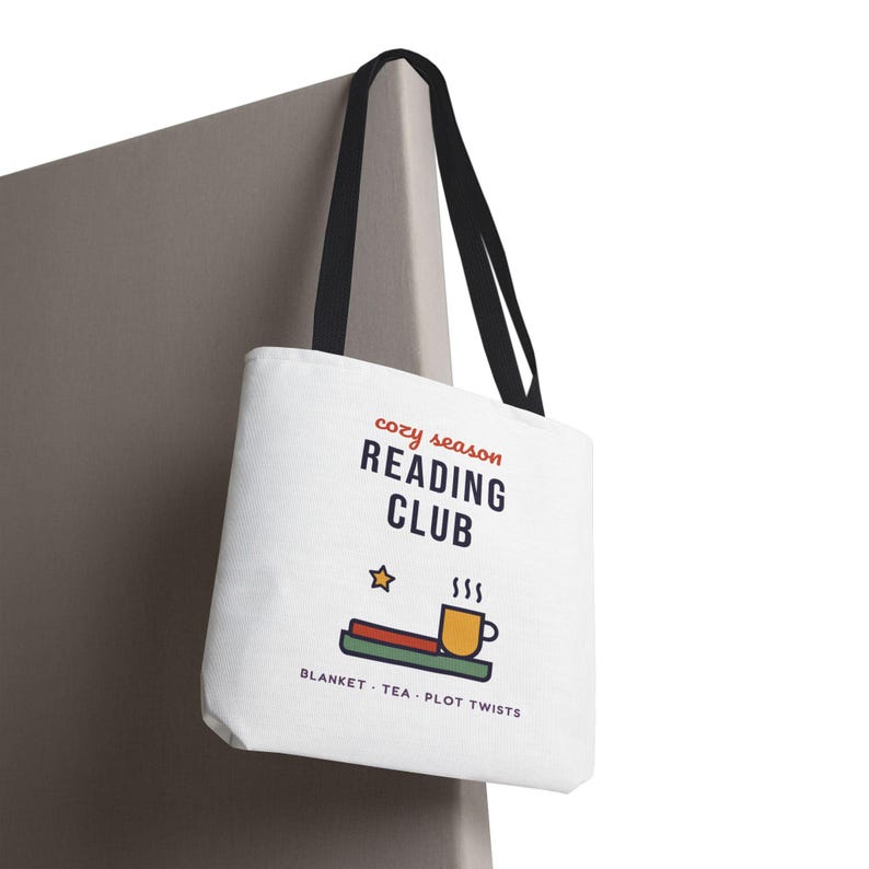 Cozy Season Reading Club Tote Bag, Book Lover Gift, Canvas Library Bag image 8