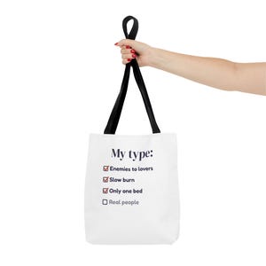 Book Lover Tote Bag, Enemies to Lovers Trope Checklist, Canvas Library Bag image 4