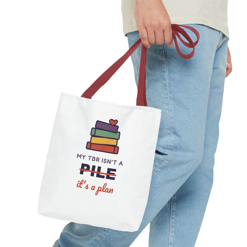 Book Lover Tote Bag, TBR Isn't a Pile It's a Plan, Canvas Library Bag image 11