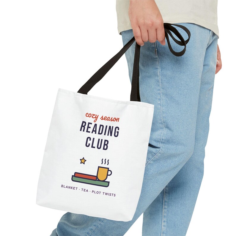 Cozy Season Reading Club Tote Bag, Book Lover Gift, Canvas Library Bag image 3