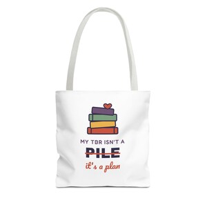 Book Lover Tote Bag, TBR Isn't a Pile It's a Plan, Canvas Library Bag image 17